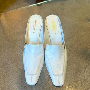 Lafayette 148 New York CIARA white Napa Square Toe Heeled Loafers Women’s 39